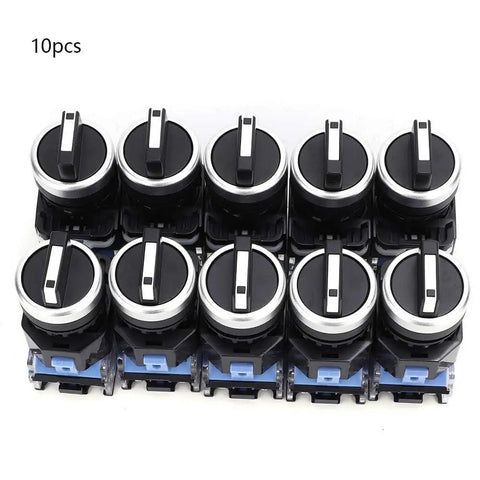 Set Of 10 3 Position Self Locking Rotary Switches 22mm Panel Mount Changeover 440V For Electrical Panels And Motor Control