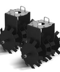 Two Pack Disc Harrow Plow For ATV UTV And Garden Tractor Heavy Duty Scraper Blade To Break Ground Aerate Soil Boost Quality And Maximize Crop Yield On Food Plots showing dual steel construction with rotating blade discs
