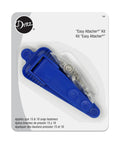 Snap Fastener Kit With Easy Attacher Tool Nickel Finish For Shirts Jackets And Bags Size Fifteen Three Eighths Inch And Size Sixteen Seven Sixteenths Inch Includes Four Sets Of Size Sixteen, displayed in packaging with blue tool and nickel snaps visible.