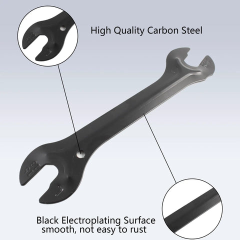 Bike Hub Cone Wrench 13 14 15 16mm Double Sided Pedal Wrench Drum Style Four In One All Purpose Wheel Cone Adjuster, carbon steel