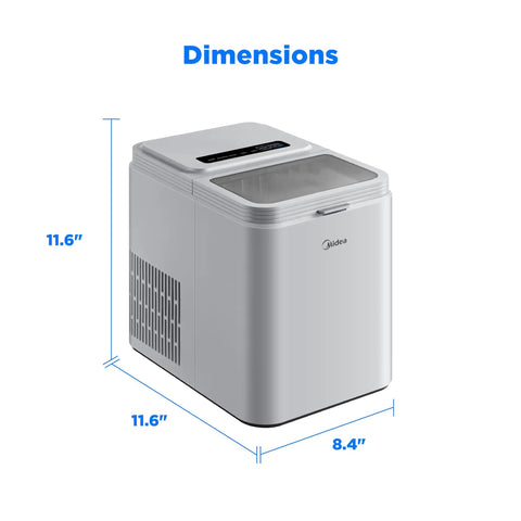 Countertop Bullet Ice Maker Fast Ice 8 Bullets In 6 Minutes Up To 26 Lbs Per Day Self Cleaning, dimensions 11.6x8.4 inches