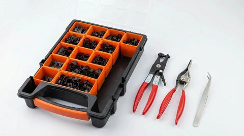 Pro Grade Spring Hose Clamp Kit 355 Piece Set With Swivel Flat Nose Pliers And Removal Tool for auto maintenance