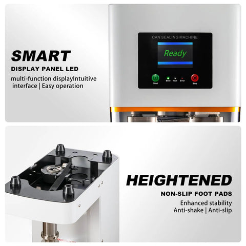 Commercial Can Sealer Machine Automatic Cup Sealer Five Station Beverage Packaging Plug And Play Powerhouse with LED display and non-slip foot pads.