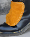 Heavy Duty Welding Shoe Covers Heat Resistant Boot Covers with Anti-Scald Toe Guards on black boot