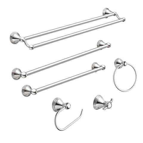 Preston Collection Chrome 24 Inch Bathroom Towel Bar Wall Mounted Towel Rack for Bath or Kitchen with coordinating accessories set