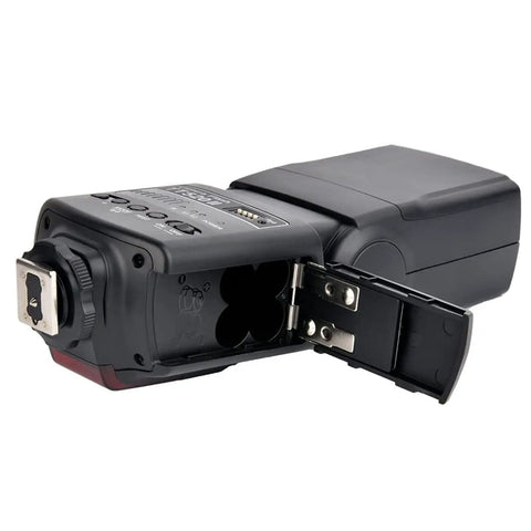 Back view of TT520II Wireless Speedlite Flash With 433MHz Transmission RT Transmitter 16 Channels Built In Receiver shown open