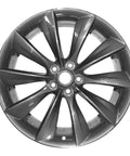 Freshly Reconditioned 21 Inch Oem Alloy Wheel Sweet Ride Fitment For Tesla Model S 2012 To 2017 showing a sleek design and five spokes.