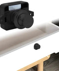 Push Button Drawer Latch 5-Set Cabinet Locks For Boats And RVs, Spring Pop Button Release on open drawer with black latch