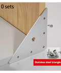 Heavy Duty Stainless Steel Flat And Corner Angle Brackets Set for Furniture Projects showing 10 sets with screws included