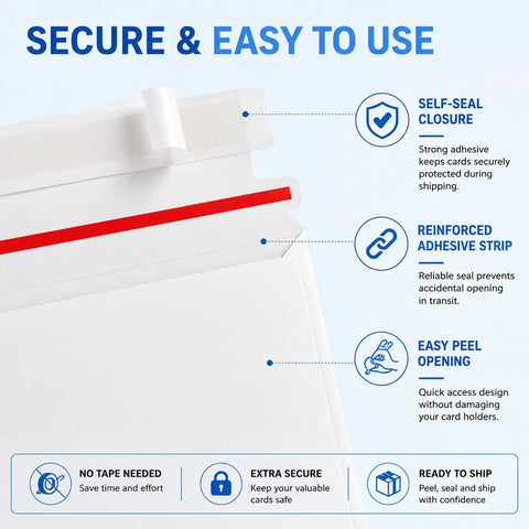 Diagram of 100 Pack Card Shipping Envelopes 7 By 4.35 Inches Self Adhesive Mailers for Trading Cards with self-seal closure