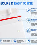 Close-up of Bulk Trading Card Shipping Envelopes 7 x 4.35 Inch Self Adhesive Mailers showing self-seal closure and features