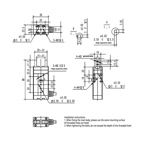 Technical drawing of Smart Parallel Electric Gripper For Industrial Robots With No Hassle Plug And Play Setup Open And Close In 0.3 Seconds
