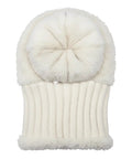 Back view of Cozy Fleece Lined Double Layer Balaclava Beanie Set with Pompom, showing knit design and soft texture for winter use.