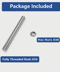 24 Pcs 304 Stainless Steel M3 Fully Threaded Rods 3 Inch 77mm With Right Hand Threads Includes 48 Hex Nuts Beefy Rustproof Fastening Kit