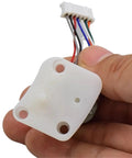 Straightforward 15Mm Stepper Motor Providing Hitch Free Push Pull Linear Actuation With Bolt On Worm Gear and Extendable Telescopic Shaft For Chill Hacking Sessions And Clean Robot Projects Using Standard 5V Dc, showing a white motor attached to wires.