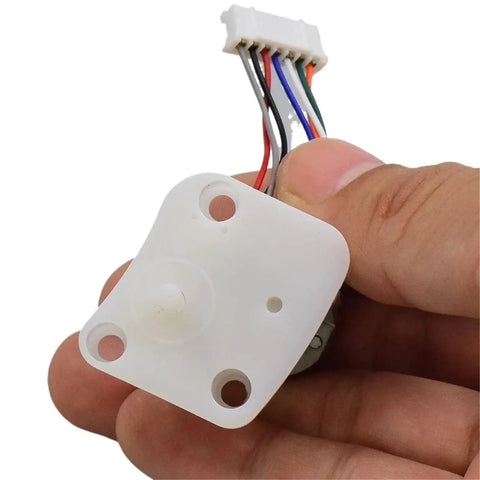 Straightforward 15Mm Stepper Motor Providing Hitch Free Push Pull Linear Actuation With Bolt On Worm Gear and Extendable Telescopic Shaft For Chill Hacking Sessions And Clean Robot Projects Using Standard 5V Dc, showing a white motor attached to wires.