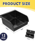 12 Pack Slatwall Bins With Hooks Set Plastic Slatwall Organizer Bins and Metal Slatwall Hooks, 10x10x5 cm, black