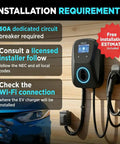 Hardwired Level 2 EV Charger 48 Amps 11.5kW 240V With 25 Ft Cable J1772 And NACS Compatible Wall Mount in garage