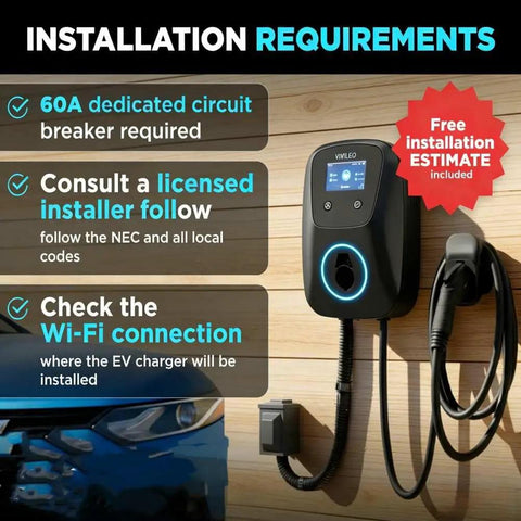 Hardwired Level 2 EV Charger 48 Amps 11.5kW 240V With 25 Ft Cable J1772 And NACS Compatible Wall Mount in garage