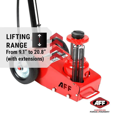 Heavy Duty 22 Ton Axle Jack With Single Stage Air Assist Hydraulic Truck Lift And Three Piece Extension Kit Boasts High Speed Air Motor Slick Rubber Wheels Plus Dead Easy Locking Handle For No Sweat Daily Shop Work