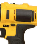 Close-up of the Straight Up Heavy Duty Cordless Drill With Quick Change Chuck And Cushioned Hand Grip showing controls.