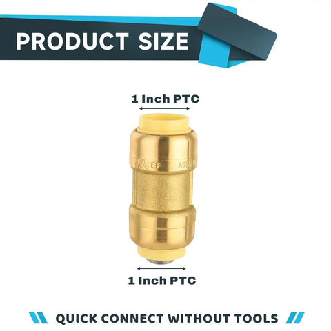 Ditch The Torch And Get A Flawless Tight Seal With These 10 Pack 1 Inch Push Fit Straight Couplings Featuring Pro Grade Lead Free Brass For Tool Free Plumbing Projects That Make Home Upgrades Feel Like A Breeze And Totally Water Safe, showing a 1 inch push fit coupling.