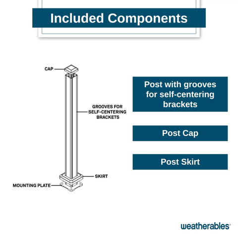 Aluminum Stanford Railing Post Kit, 2.5 In Square Posts, 45 In Height, Black Textured Powder Coat Finish, Durable Low Maintenance, Fits Stanford Railing Systems For Straight Runs And Stair Installations