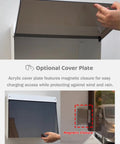 Rock Solid Outdoor EV Charger Enclosure Wall Box with optional acrylic cover featuring magnetic closure for weather protection.
