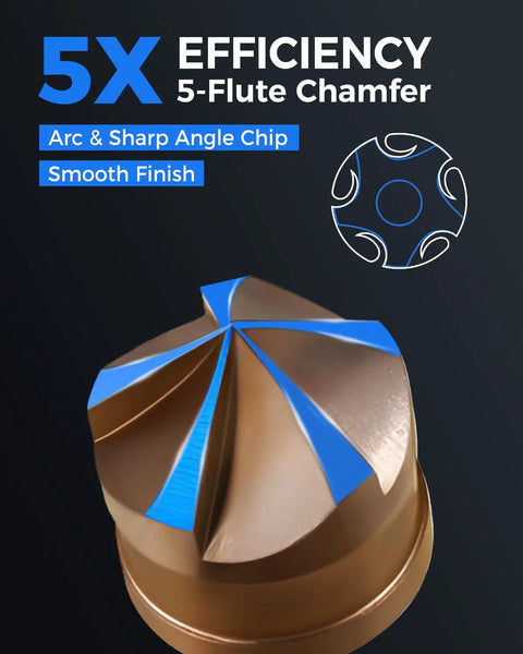 Top Shelf M35 Cobalt Countersink Drill Bit Set With Six Knockout Chamfer Tools featuring a 5-flute design for efficient drilling.