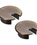 Desk Grommet Set, 2 Pieces, 1.4 Inch Zinc Alloy Round Desk Hole Cover, Bronze Finish, Cable Organizer 35mm Diameter