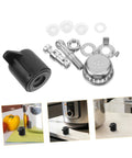 Must Have Pressure Cooker Float Valve Replacement Set With Stainless Steel And Plastic Parts For Air Tight Performance And Leak Free Cooking Upgrades, various components in black and silver.