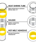 Heat shrink and solder detail of 400Pcs Solder Seal Wire Connectors Kit With Heat Shrink Butt Connectors Solderstick Waterproof Electrical Junction Kit For Marine Boat Truck Wiring 26 6 Gauge Easy To Use No Soldering Crimping Heat Gun Required