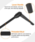 Pro Grade Shop Staple M10 Adjustable Knob Handle With 100mm Male Thread And Push Button Ratchet Lock showing lever handle and threaded stud.