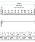 Mechanical drawing of Badass 50W LED Industrial Work Lamp With 24V DC Power For CNC Machinery, showing dimensions and specifications.