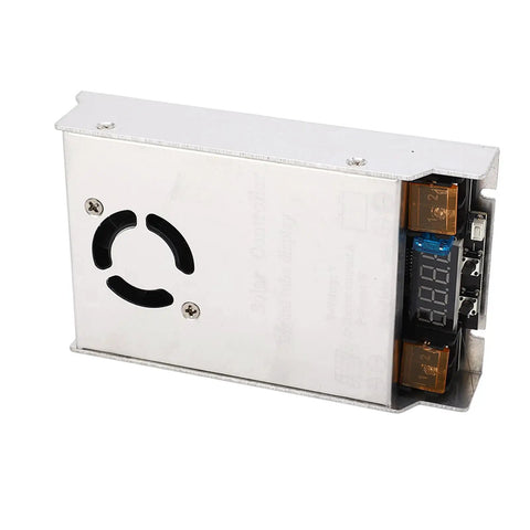 Heavy Duty MPPT Solar Boost Controller Step Up Charge Regulator built tough in stainless steel with digital display for EV batteries.