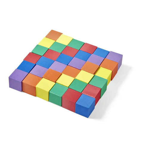 Colorful 1 Inch Foam Counting Blocks For Kids Math And Preschool Crafts, Hands On Counting And Sorting Cubes In Six Colors, Early Math Manipulatives, Classroom Essentials Pack Of 100 arranged in a flat square