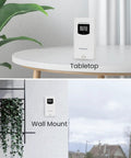 Indoor Outdoor Wireless Remote Sensor For Home Weather Station With Temperature And Humidity Monitor Long Range Up To 200 Feet Three Channels Perfect For Kitchen Or Wine Cellar Compatible With Q3 Q5 And Q6 Models shown on tabletop and wall mount