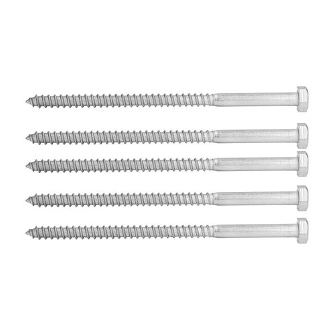 Stainless Steel Half Thread Wood Lag Screw Hex Bolt Self Tapping For Carpentry M8x150mm With Heavy Duty Build in a row.
