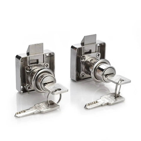 Copper Drawer Locks For Cabinets And Cupboards With Desk Hasp And Cam Lock Latch Heavy Duty Keyed Locking with two keys shown