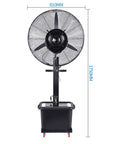 Big Breeze Floor Standing Mist Fan With Oscillating Humidifier And Super Quiet Three Speed Settings For Zero Sweat Comfort Indoors Or Out With Rock Solid Build And No Fuss Quick Assembly Anywhere front view showing fan size and design details.