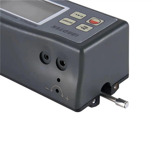 No Sweat Portable Surface Roughness Tester Ra Rz Gauge with LCD screen and USB port, used for measuring surface texture precision.