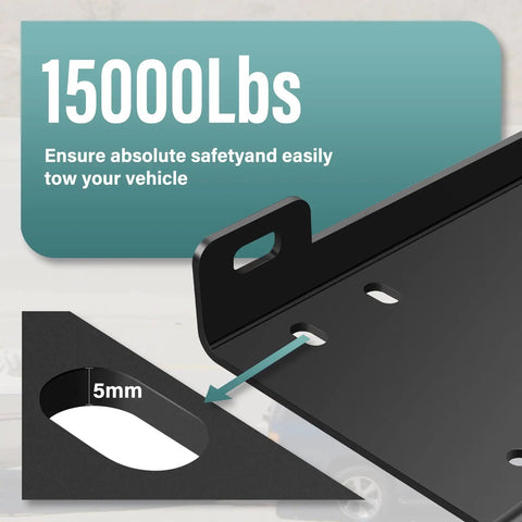 Beefy Winch Hitch Cradle Mount Plate With 2 Inch Receiver, 15000 Lbs Capacity, black powder-coated steel, detail view