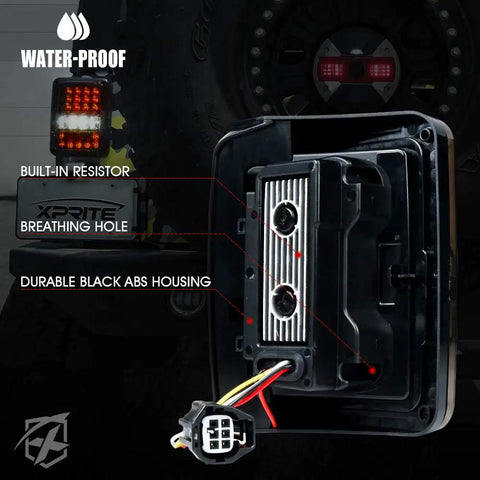4D Smoked LED Tail Lights for 2007 to 2018 Jeep Wrangler JK JKU with built-in resistors and waterproof design rear view
