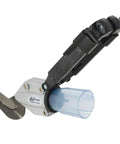 Drill Powered Vinyl Siding Cutter Attachment Turbo Shear for Cordless and Corded Drills showing metal blades and attachment point.