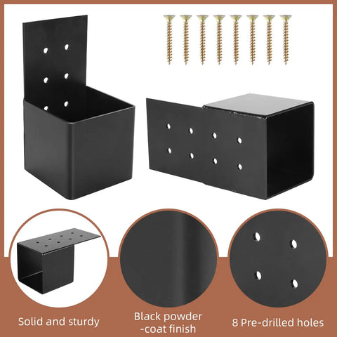 4 Pack Pergola Joist Brackets for 4x4 Wood Posts, Built to Last Heavy Duty Post Connector Braces for Outdoor Decks and Patio Structures, Post Top Rafter Brackets, Rust Resistant Steel