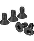 Twenty Piece Top Shelf Five Forty By One Quarter Flat Socket Head Screws With Slick Black Oxide Coating And Dang Tough Grip Made From Hella Strong Ten Point Carbon Steel For Real Daily Wrenching Projects, showing four black oxide screws.