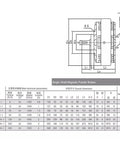 Technical diagram of Magnetic Powder Brake FZ25A-1 2.5kg Single Axis Industrial Brake, dimensions and specifications shown