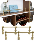 Unlacquered Brass Bookcase Gallery Rails 42 Inch Shelf Railing Brackets with tipping spindles holders on display shelf
