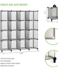 Dimensions of 16 Cube Gray Storage Organizer Kit For Bedroom Office Living Room Modular DIY Shelf System Portable Plastic Cube Shelves