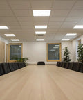 Office with 4 Pack 2x2 Ft LED Flat Panel Ceiling Light Fixture 45W 5800 Lumens 5000K White Dimmable 0-10V Recessed Backlit installed
